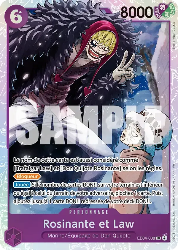 Carte One Piece Rosinante et Law V1 - FR EB04-038 SR Les Sept de la mer d’Azur Neuf FR LorenZone