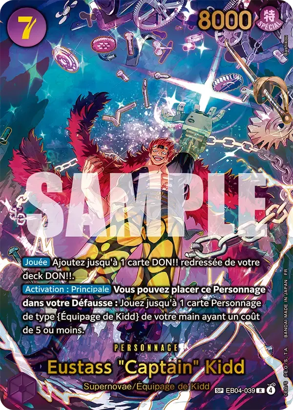 Carte One Piece Eustass "Captain" Kidd V2 - FR EB04-039 SPE Les Sept de la mer d’Azur Neuf FR LorenZone