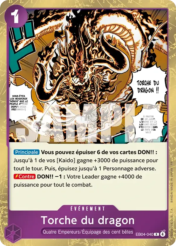 Carte One Piece Torche du Dragon - FR EB04-040 R Les Sept de la mer d’Azur Neuf FR LorenZone