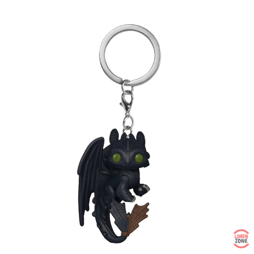 Figurine porte-cles Funko Pocket Pop Toothless Krokmou dragon noir yeux verts prothese queue Furie Nocturne
