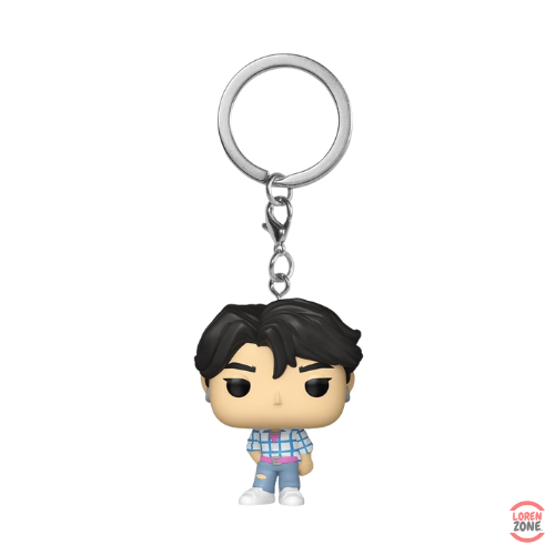 Figurine porte-cles Funko Pocket Pop Jinu KPop Demon Hunters chemise carreaux rose bleu style K-Pop