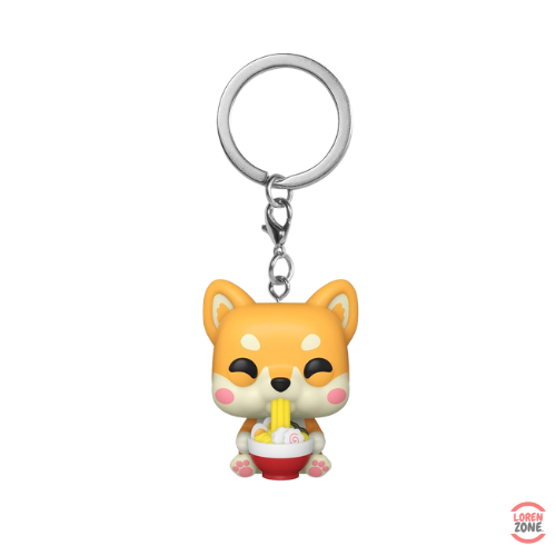 Figurine porte-cles Funko Pocket Pop Ramen Shiba Shiba Inu orange mangeant un bol de ramen japonais