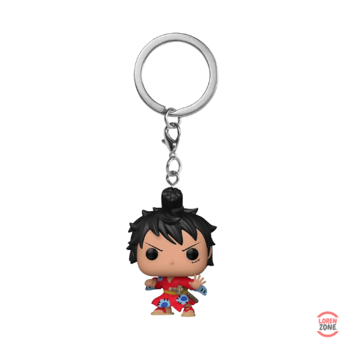 Figurine porte-cles Funko Pocket Pop Luffytaro One Piece Luffy en kimono rouge chignon samourai Wano