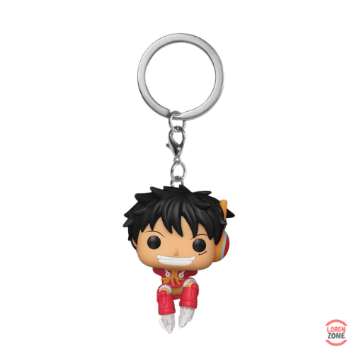Figurine porte-cles Funko Pocket Pop Monkey D Luffy One Piece pose combat chapeau de paille tenue rouge