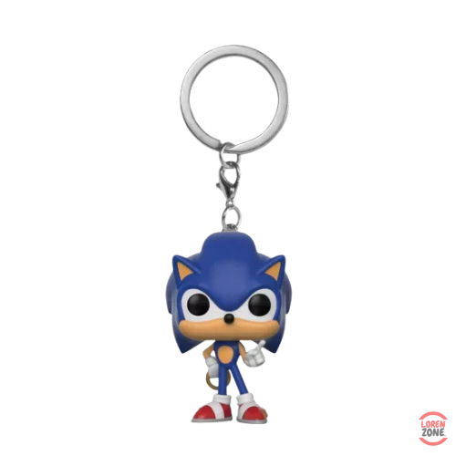Figurine porte-cles Funko Pocket Pop Sonic With Ring herisson bleu anneau dore chaussures rouges