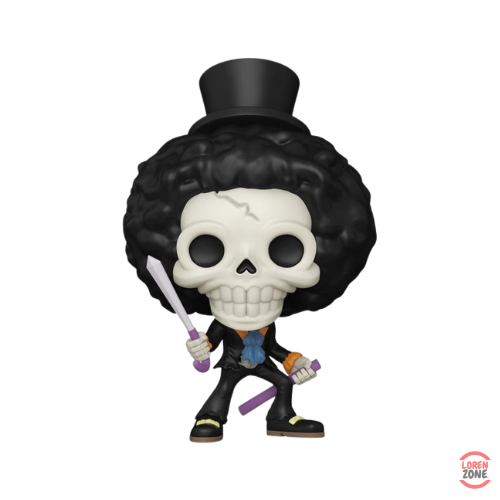 Figurine Funko Pop One Piece Brook 2231 squelette avec afro chapeau haut de forme et epee Soul Solid