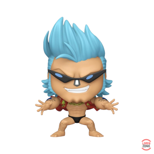Figurine Funko Pop One Piece Franky 2232 cyborg cheveux bleus lunettes et pose SUPER