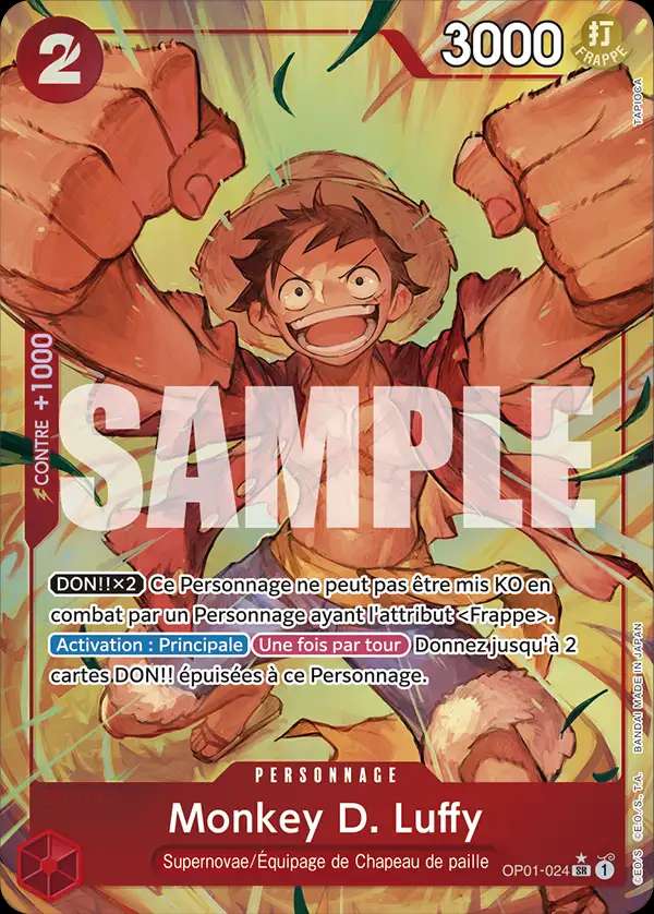 Carte One Piece Monkey D. Luffy V2 OP01-024 SR The Best Neuf FR LorenZone