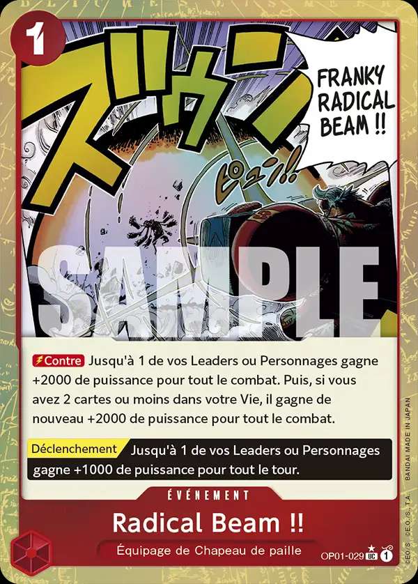 Carte One Piece Radical Beam !! V3 OP01-029 UC The Best Neuf FR LorenZone