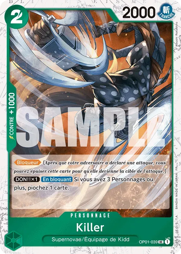 Carte One Piece Killer V2 - PRB02 - FR OP01-039 Peu commune foil The Best Vol.2 Neuf FR LorenZone