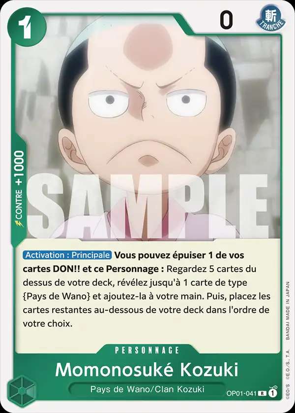 Carte One Piece Momonosuké Kozuki V1 OP01-041 R The Best Neuf FR LorenZone