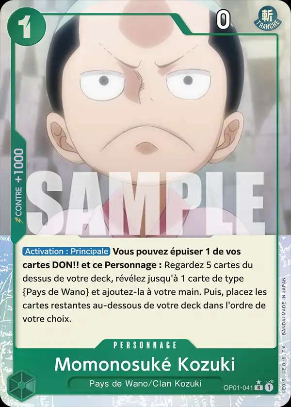 Carte One Piece Momonosuké Kozuki V3 OP01-041 R The Best Neuf FR LorenZone