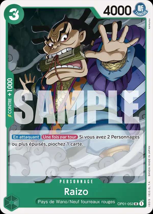 Carte One Piece Raizo V1 OP01-052 UC The Best Neuf FR LorenZone