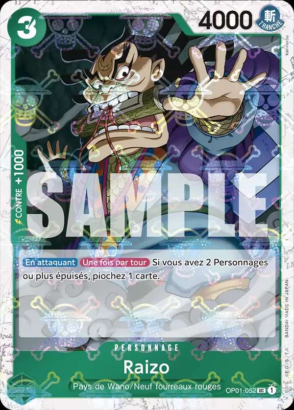 Carte One Piece Raizo V2 OP01-052 UC The Best Neuf FR LorenZone