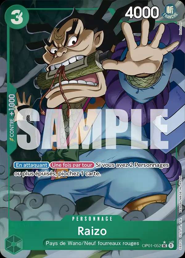 Carte One Piece Raizo V3 OP01-052 UC The Best Neuf FR LorenZone