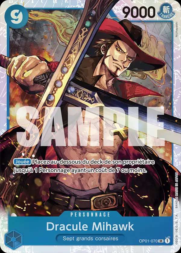 Carte One Piece Dracule Mihawk V1 OP01-070 SR The Best Neuf FR LorenZone