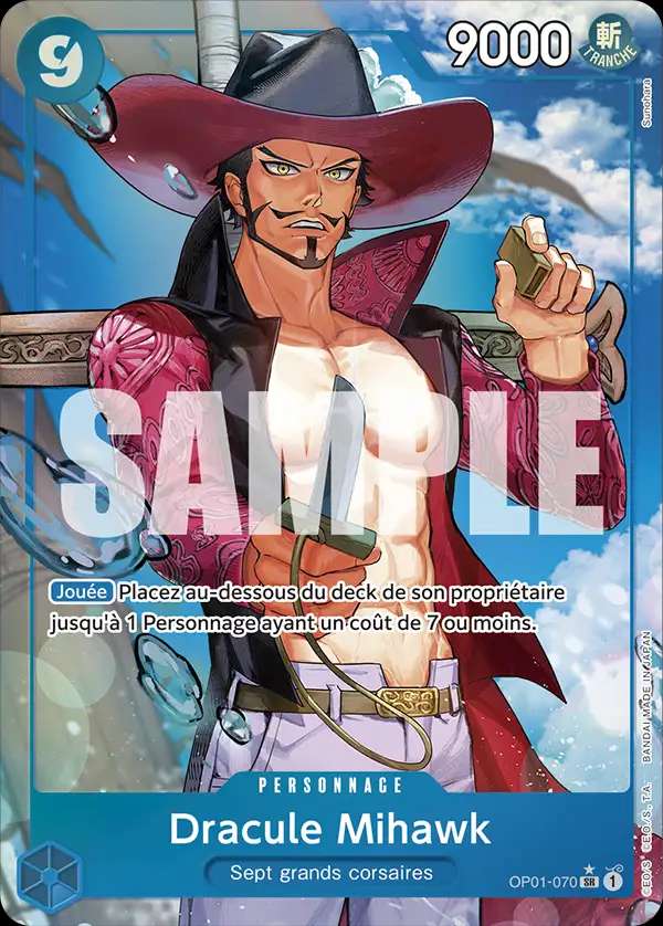 Carte One Piece Dracule Mihawk V2 OP01-070 SR The Best Neuf FR LorenZone