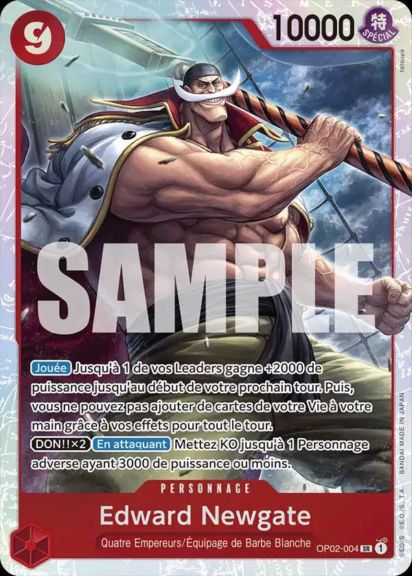 Carte One Piece Edward Newgate V1 OP02-004 SR The Best Neuf FR LorenZone