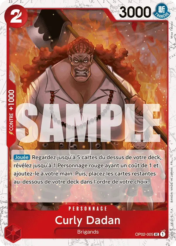Carte One Piece Curly Dadan V2 - PRB02 - FR OP02-005 Peu Commune Foil The Best Vol.2 Neuf FR LorenZone