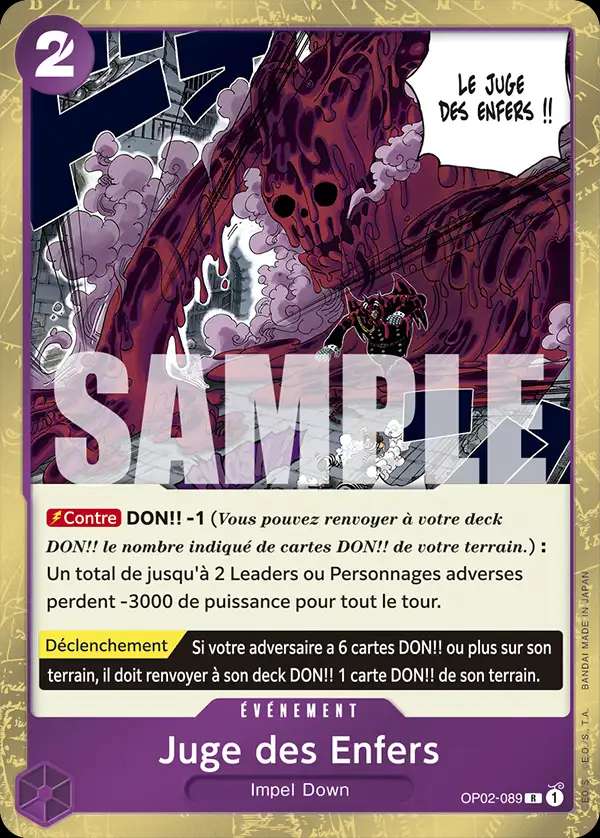 Carte One Piece Juge des Enfers V1 OP02-089 R The Best Neuf FR LorenZone