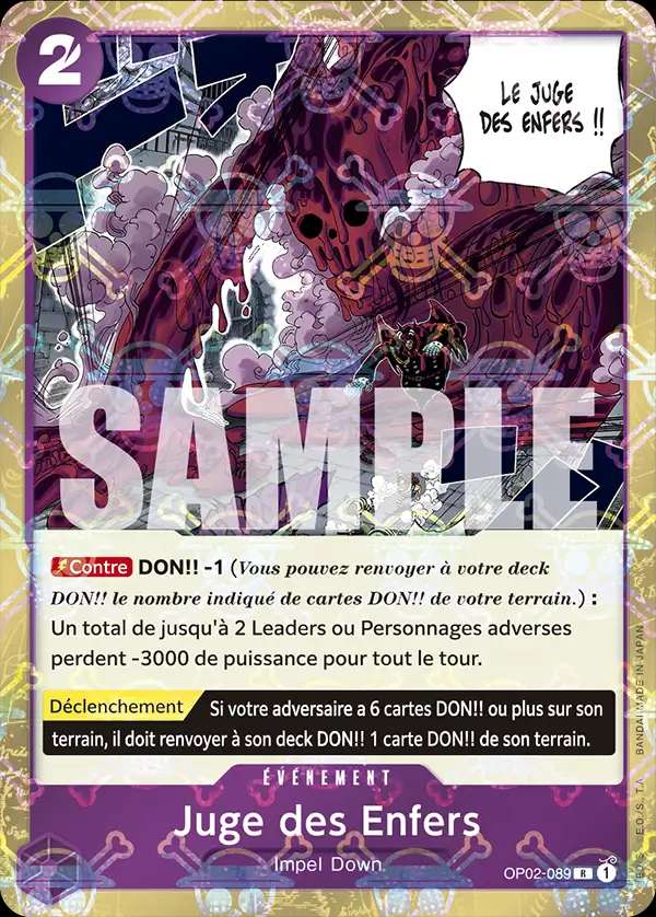 Carte One Piece Juge des Enfers V2 OP02-089 R The Best Neuf FR LorenZone