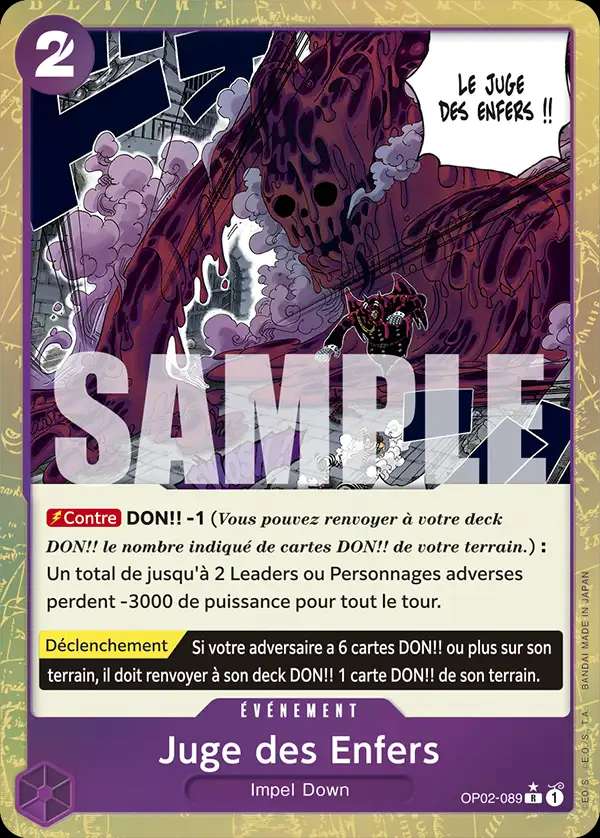 Carte One Piece Juge des Enfers V3 OP02-089 R The Best Neuf FR LorenZone