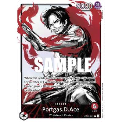 Carte One Piece Portgas.D.Ace V2 OP03-001 L Pillars Of Strength Neuf EN LorenZone