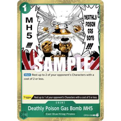 Carte One Piece Deathly Poison Gas Bomb MH5 OP03-038 R Pillars Of Strength Neuf EN LorenZone