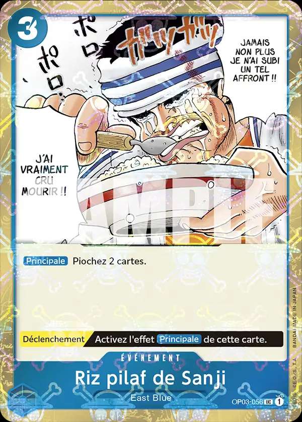 Carte One Piece Riz pilaf de Sanji V2 OP03-056 UC The Best Neuf FR LorenZone
