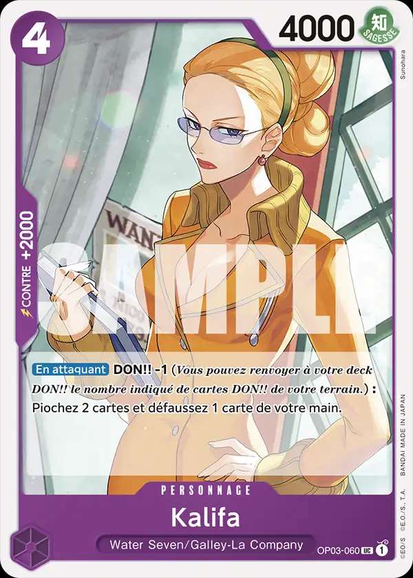 Carte One Piece Kalifa V1 OP03-060 UC The Best Neuf FR LorenZone