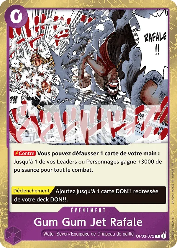 Carte One Piece Gum Gum Jet Rafale V1 - PRB02 - FR OP03-072 Rare The Best Vol.2 Neuf FR LorenZone