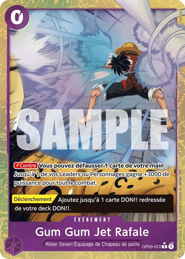 Carte One Piece Gum Gum Jet Rafale V2 - PRB02 - FR OP03-072 Rare Parallèle The Best Vol.2 Neuf FR LorenZone