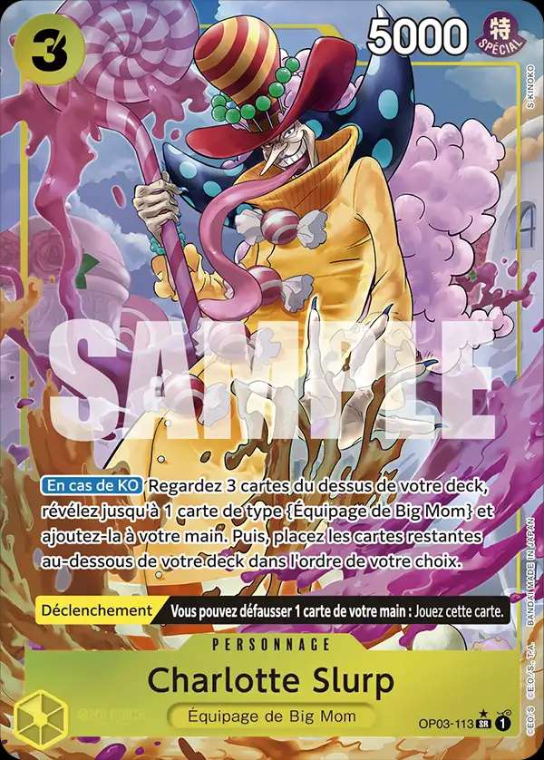 Carte One Piece Charlotte Slurp V2 OP03-113 SR The Best Neuf FR LorenZone