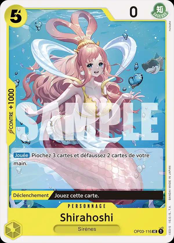 Carte One Piece Shirahoshi V1 OP03-116 UC The Best Neuf FR LorenZone