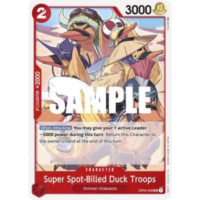 Carte One Piece Super Spot-Billed Duck Troops OP04-009 UC Kingdoms Of Intrigue Neuf EN LorenZone