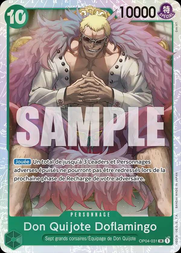 Carte One Piece Don Quijote Doflamingo V1 OP04-031 SR The Best Neuf FR LorenZone