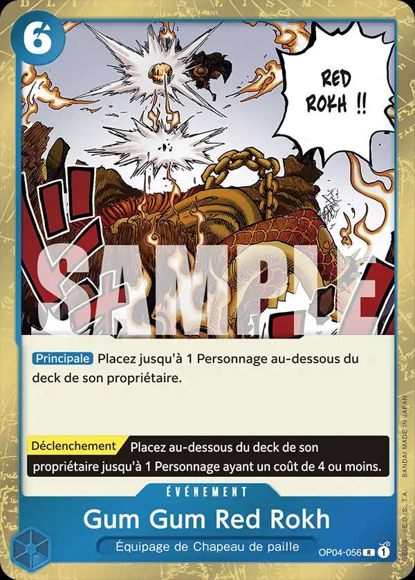 Carte One Piece Gum Gum Red Rokh V1 OP04-056 R The Best Neuf FR LorenZone