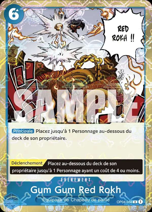Carte One Piece Gum Gum Red Rokh V2 OP04-056 R The Best Neuf FR LorenZone
