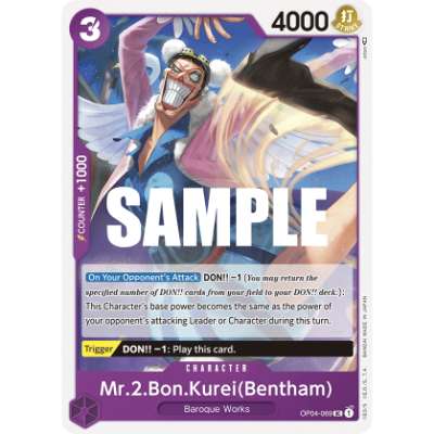 Carte One Piece Mr.2.Bon.Kurei Bentham OP04-069 UC Kingdoms Of Intrigue Neuf EN LorenZone