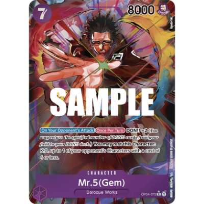 Carte One Piece Mr.5 Gem V2 OP04-072 R Kingdoms Of Intrigue Neuf EN LorenZone