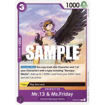 Carte One Piece Mr.13 & Ms.Friday OP04-073 C Kingdoms Of Intrigue Neuf EN LorenZone