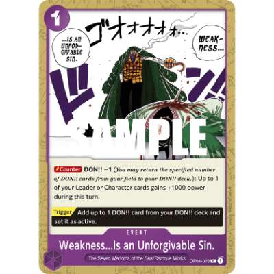 Carte One Piece Weakness...Is an Unforgivable Sin. OP04-076 C Kingdoms Of Intrigue Neuf EN LorenZone