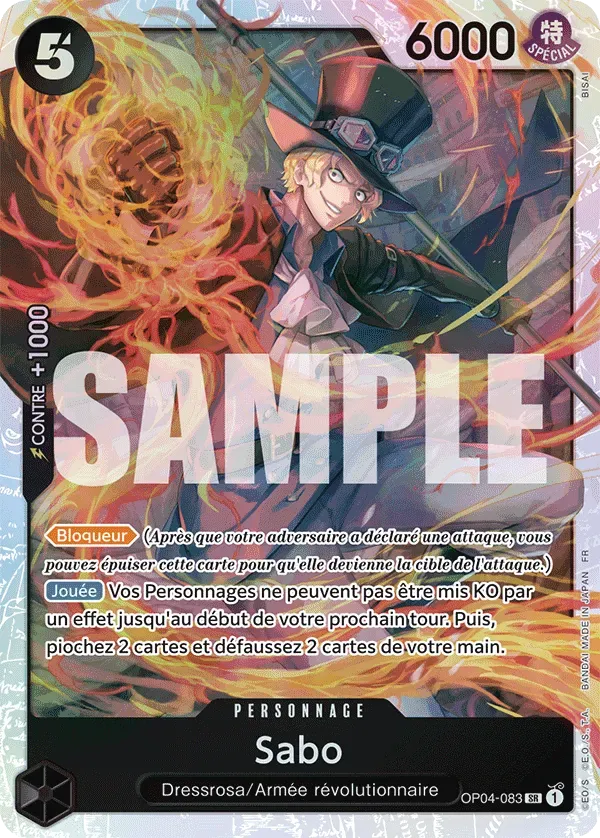 Carte One Piece Sabo - PRB02 - FR OP04-083 Super Rare The Best Vol.2 Neuf FR LorenZone