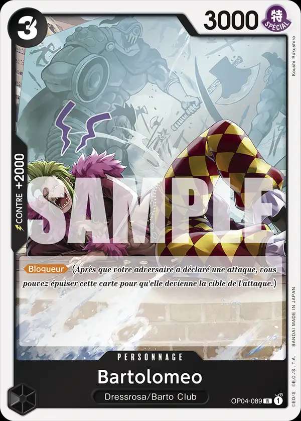Carte One Piece Bartolomeo V1 OP04-089 R The Best Neuf FR LorenZone