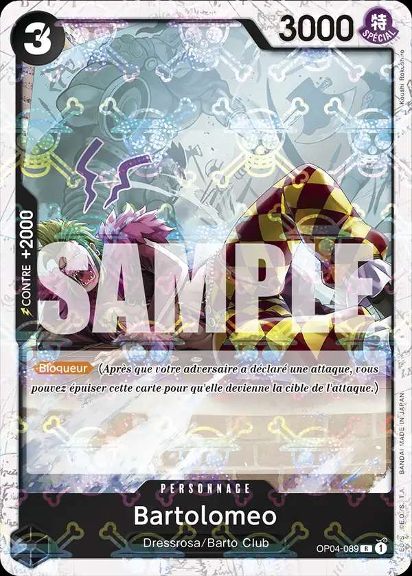 Carte One Piece Bartolomeo V2 OP04-089 R The Best Neuf FR LorenZone