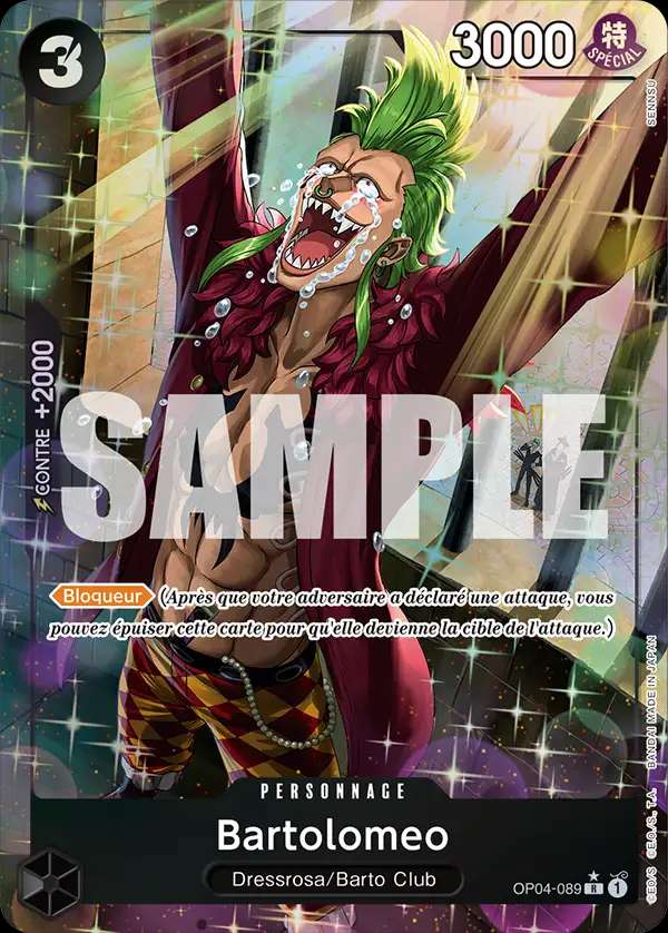 Carte One Piece Bartolomeo V4 OP04-089 R The Best Neuf FR LorenZone