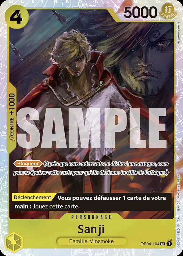 Carte One Piece Sanji V1 OP04-104 SR The Best Neuf FR LorenZone