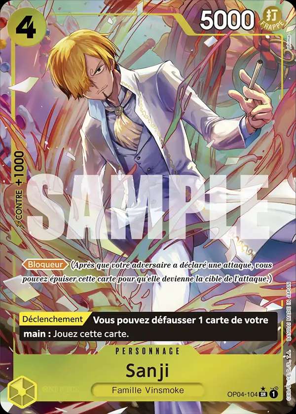 Carte One Piece Sanji V2 OP04-104 SR The Best Neuf FR LorenZone