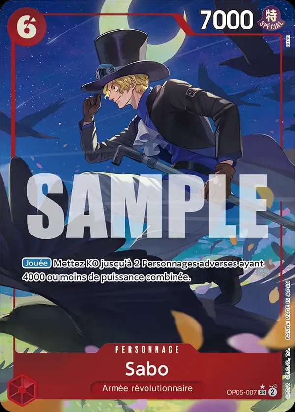 Carte One Piece Sabo V2 OP05-007 SR The Best Neuf FR LorenZone