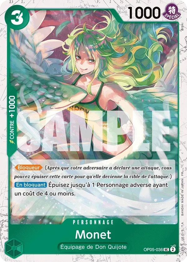 Carte One Piece Monet V2 - PRB02 - FR OP05-036 Peu Commune Foil The Best Vol.2 Neuf FR LorenZone